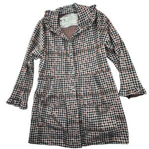 Farmhouse Frocks Houndstooth Coat Womens XS Ruffle Collar Amish Made Cottagecore